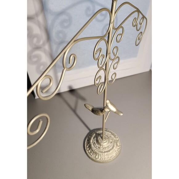 3 Birds White Cast Metal Jewelry Tree Stand Necklace Bracelet Display Holder - Picture 5 of 5